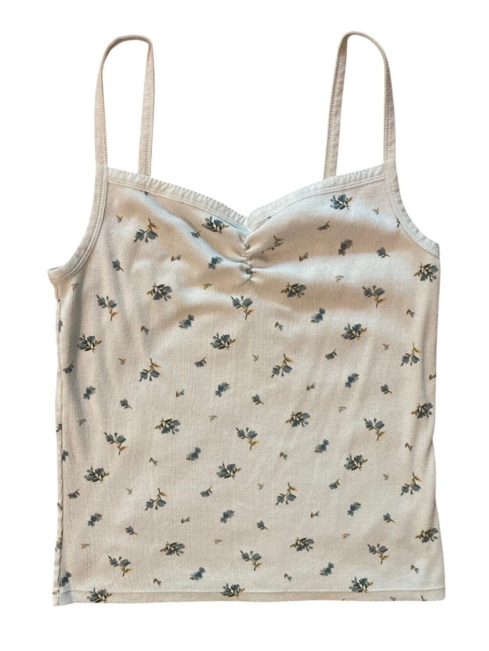 Women's OLD NAVY Ribbed Cinch Front Floral Print Slim Fit Tank Top Size Large